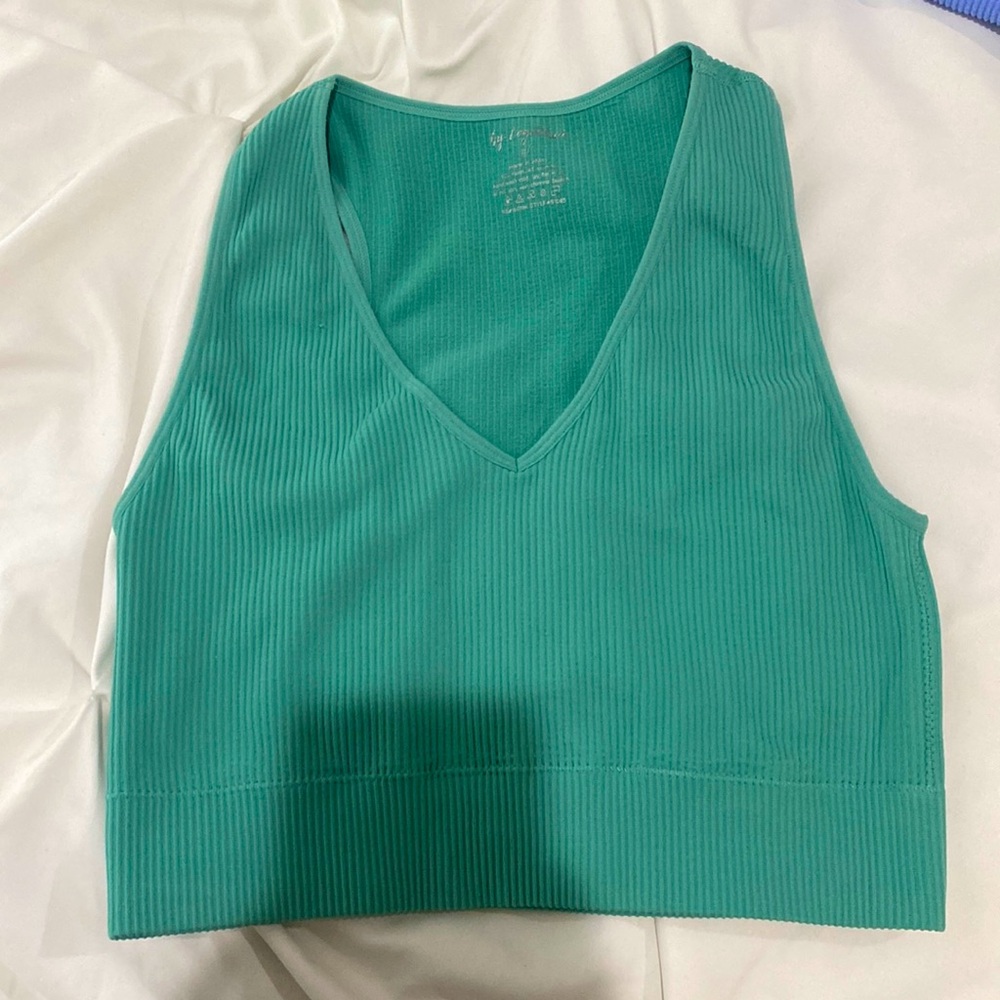 Green/Teal Ribbed Crop Tank Top size M/L